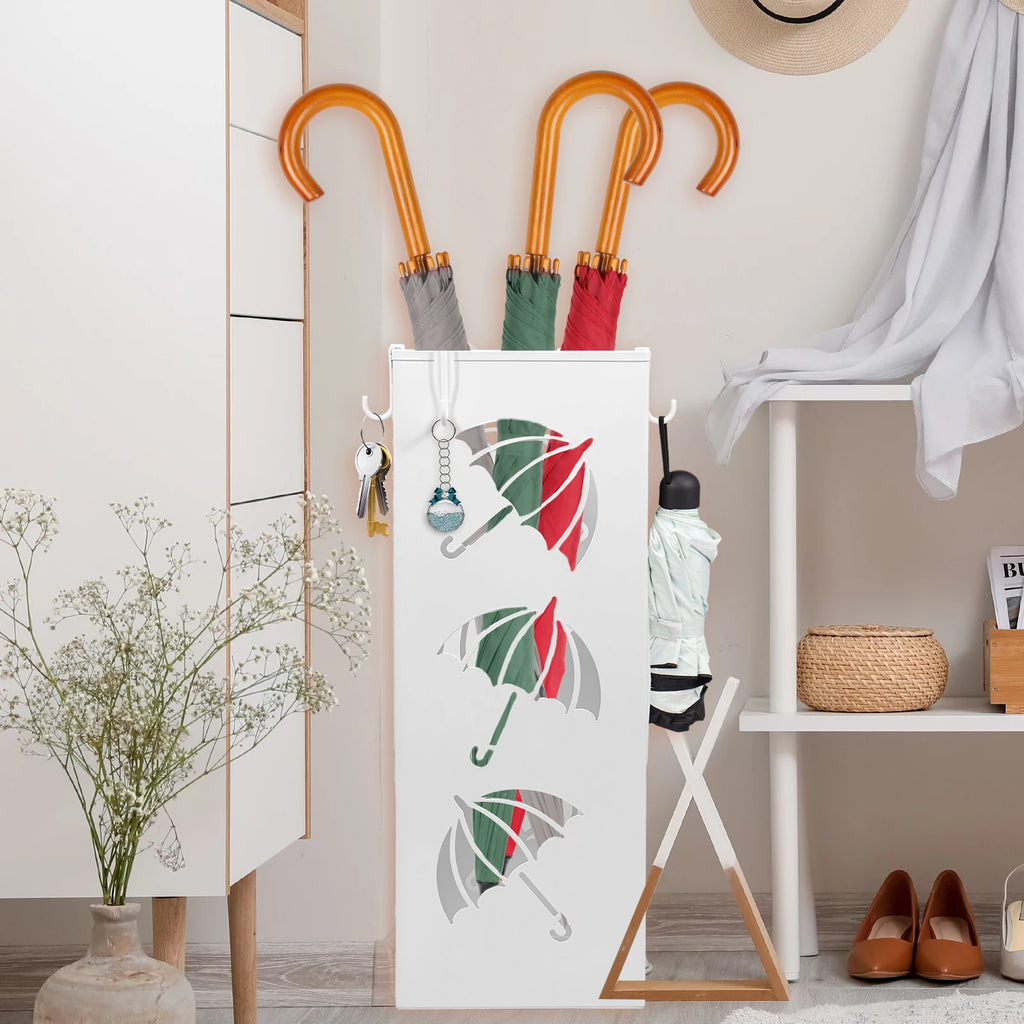 New Umbrella Holder Metal Hollow Out Stand Storage Bucket Freestanding Round Bin Waterproof Walking Sticks Rack