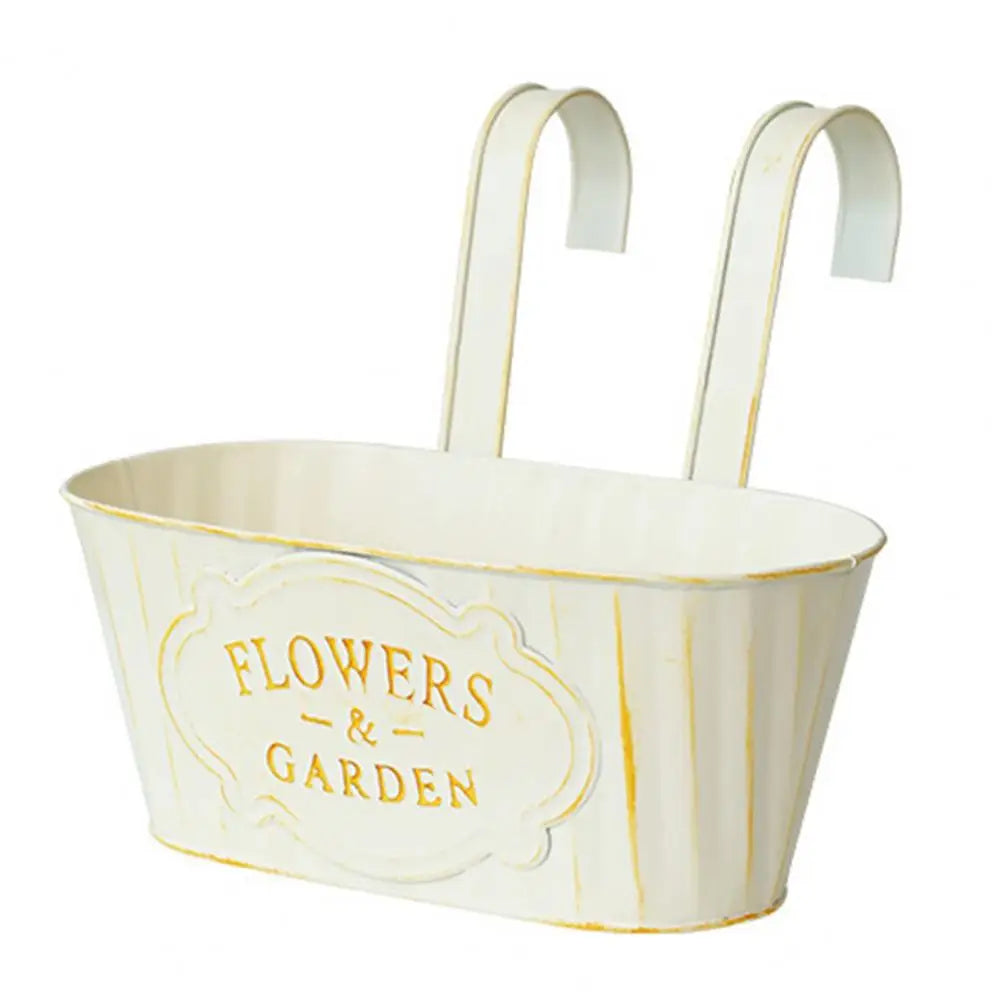 Over Fence Planters Metal Hanging Flower Pots Railing Fence Planters with Detachable Hooks for Garden Fence Home Balcony Terrace