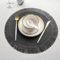 1pc Round Linen Placemats Table Mats Hand Woven Non-slip Heat Insulation Place Mats Tea Cup Pad Dining Table Decorations