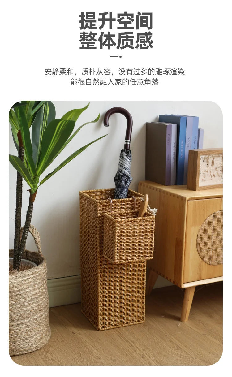 Umbrella Stand with Drip Tray, Small Square Rain Holder, Long Handle Umbrella Organizer, Home Hallway Storage Rack