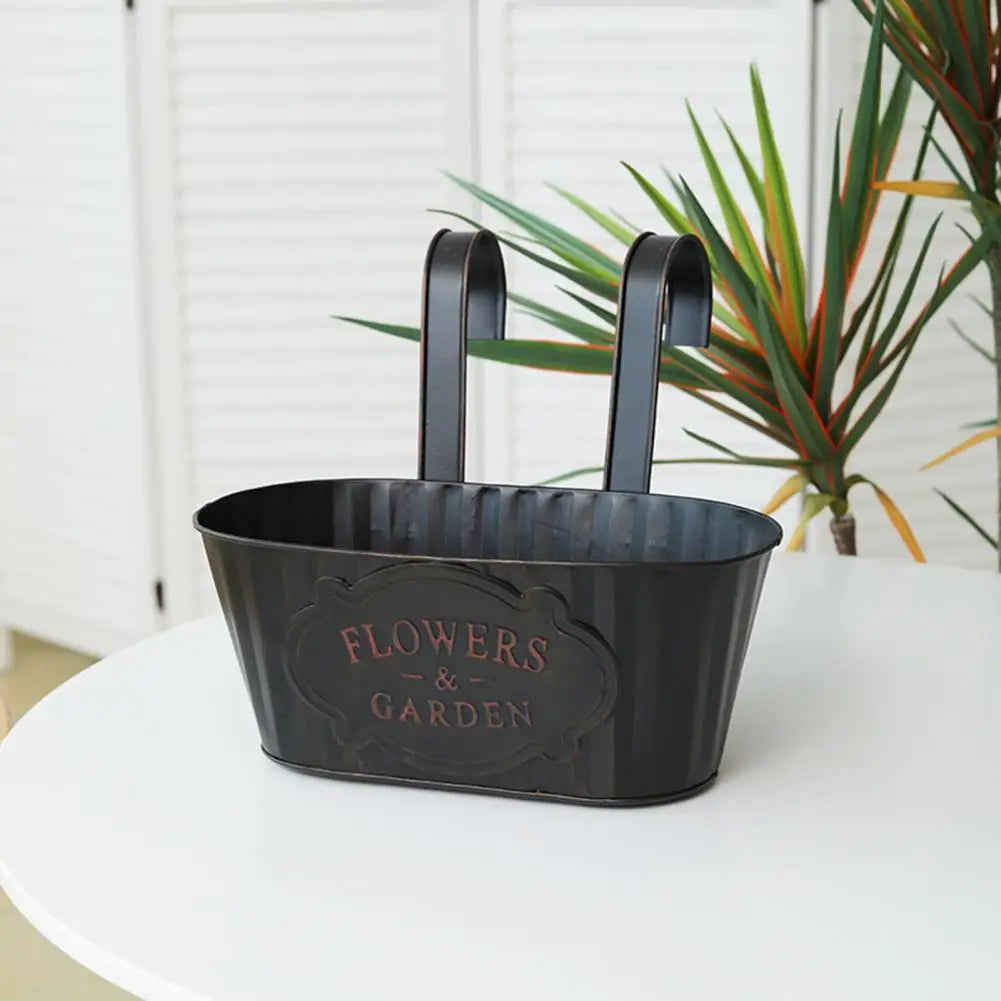 Over Fence Planters Metal Hanging Flower Pots Railing Fence Planters with Detachable Hooks for Garden Fence Home Balcony Terrace