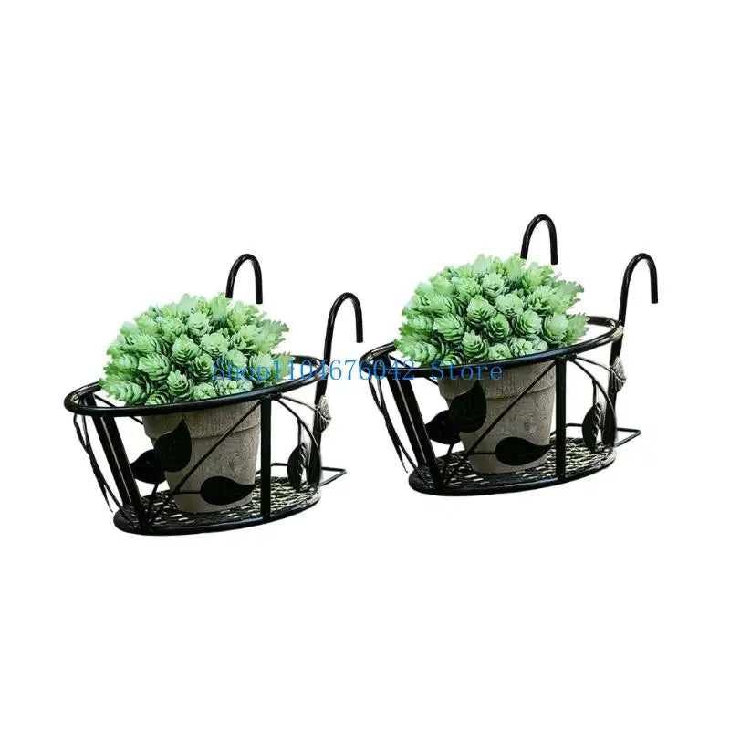 Modern Iron Hanging Planter Rack For Balcony Indoor Outdoor Gardening Storage