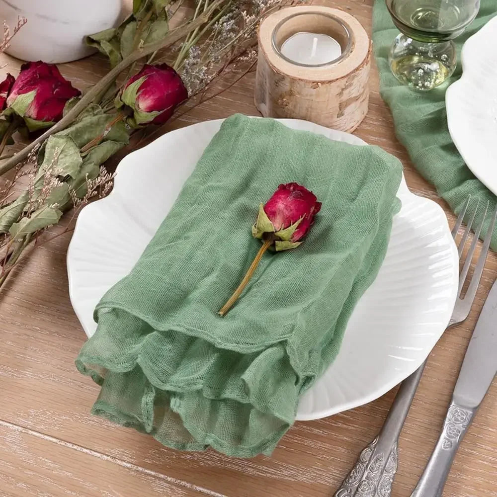 Party Supply Table Decoration Gauze Napkin Reusable Soft Cotton Napkin Thin Vintage Placemats Wedding