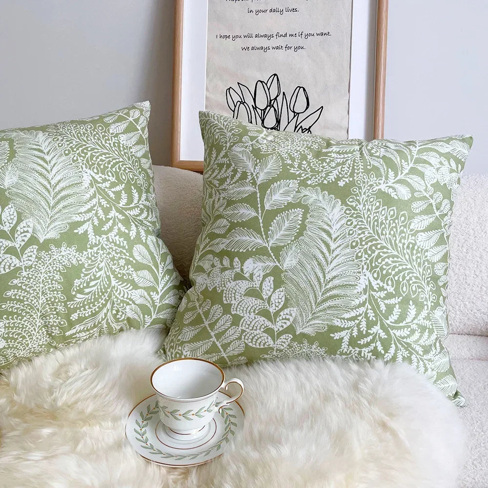 Green Plants Nordic Throw Pillow Case Love Seat Simple Light Luxury Home Bed Headrest Cover Summer Fresh Dining Room Sofa Decor