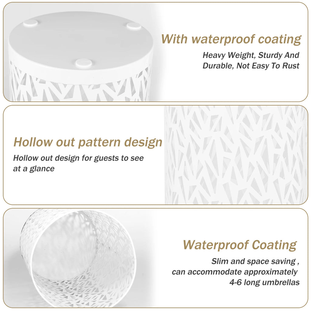 Umbrella Holder Metal Hollow Out Stand Storage Bucket Freestanding Round  Bin Waterproof Walking Sticks Rack