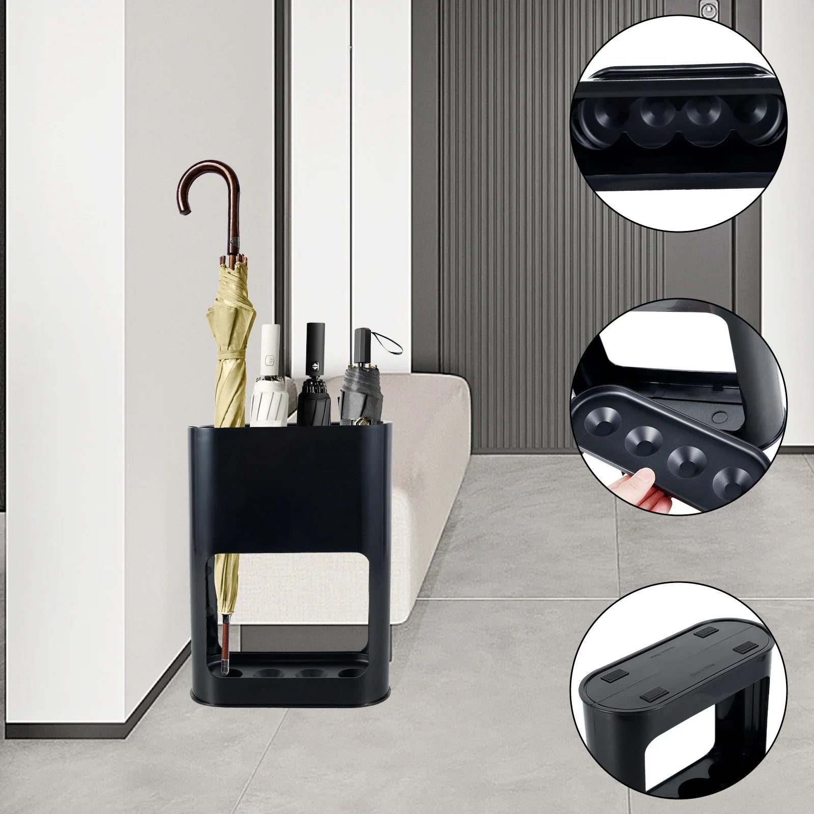 Umbrella Stand Rack Fits 4 Umbrellas Holder with Heavy Duty Metal Iron Panel Umbrella Stands with Non-Slip Soft Cushion