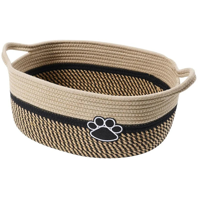 Woven Baskets for Organizing Rope Storage Basket with Handle Cute Cotton Basket for Gift Dog Toy Storage Bins for Toy Organizer