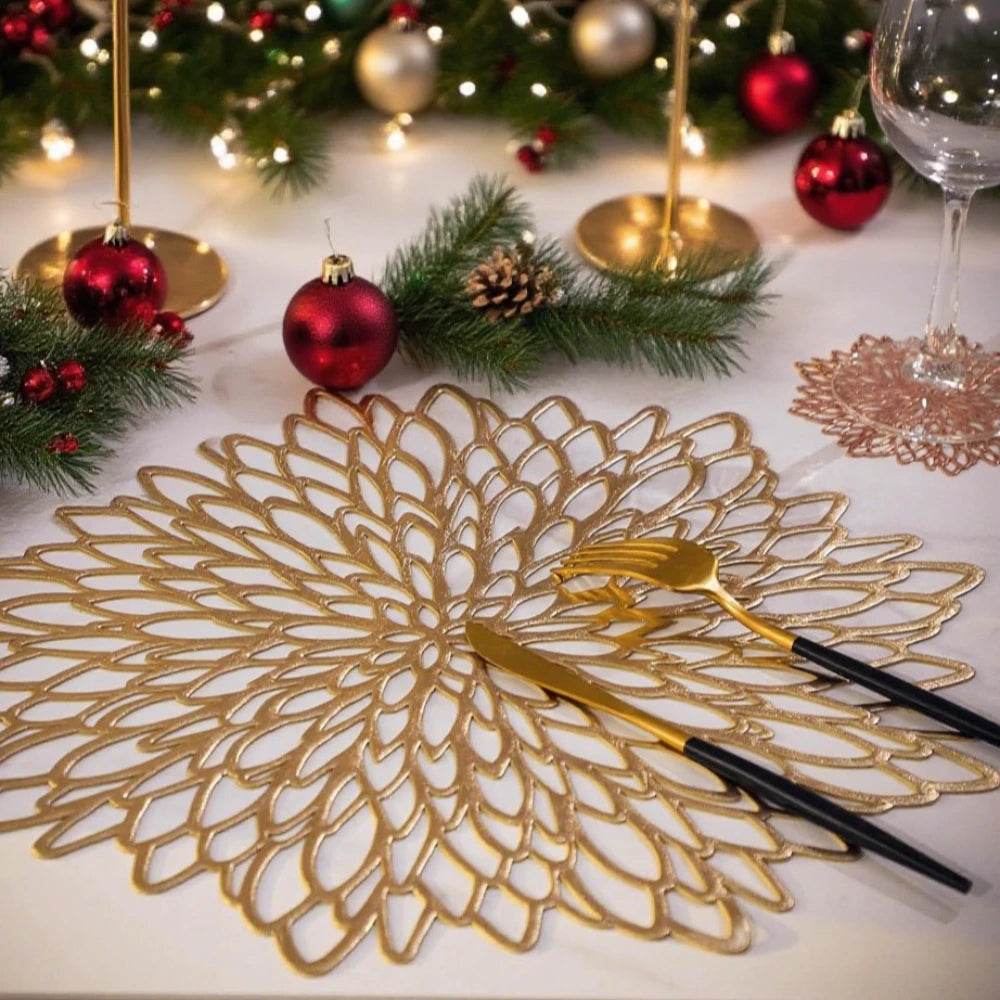 Set of 4 Round Placemats Place Mats Holiday Wipeable Vinyl Placemats Kitchen Dinner Christmas Thanksgiving Farmhouse Wedding