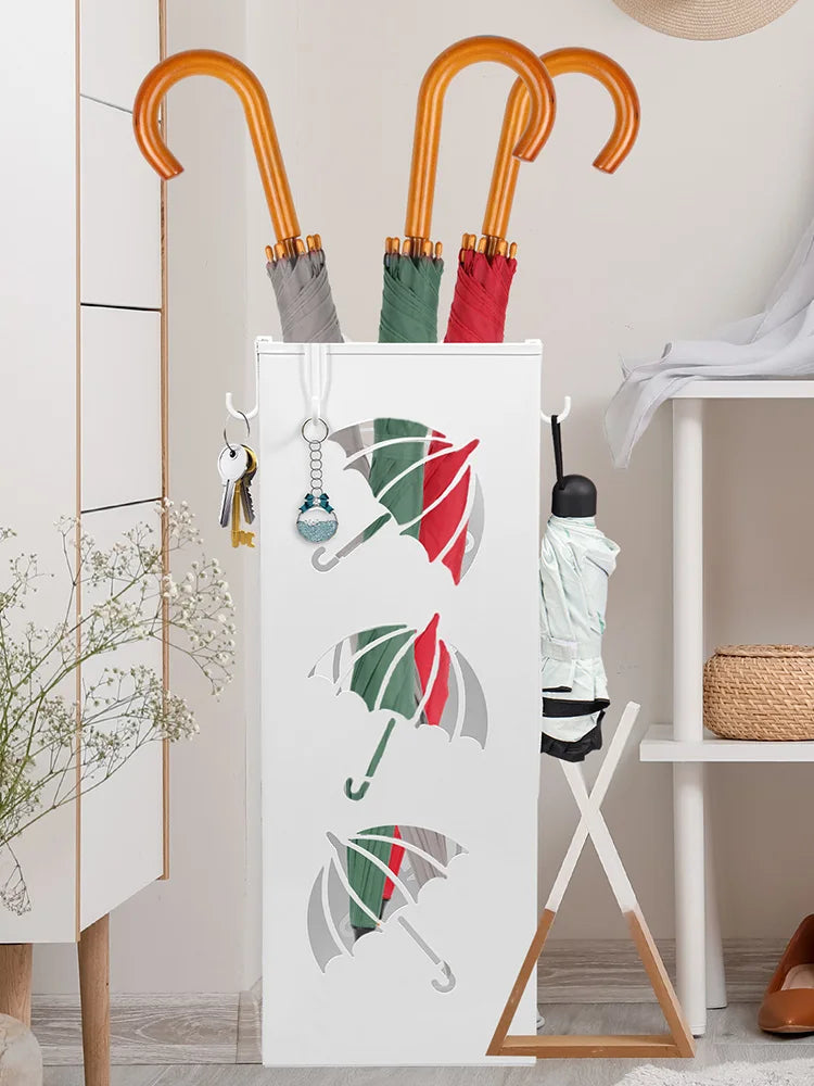 New Umbrella Holder Metal Hollow Out Stand Storage Bucket Freestanding Round Bin Waterproof Walking Sticks Rack