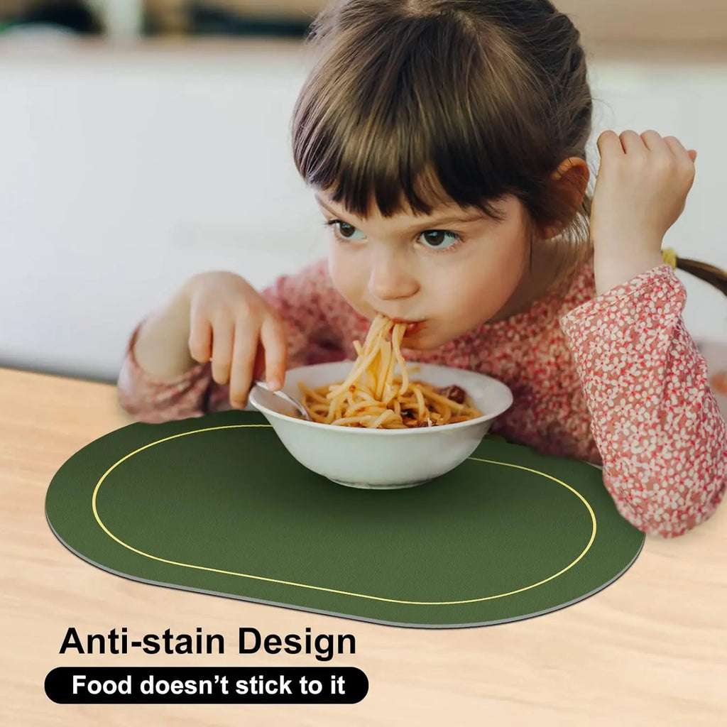 Table Leather Placemats Heat Resistant Placemats Washable Table Mats Wipeable Place Mats for Dining Table Coffee Shop Decoration