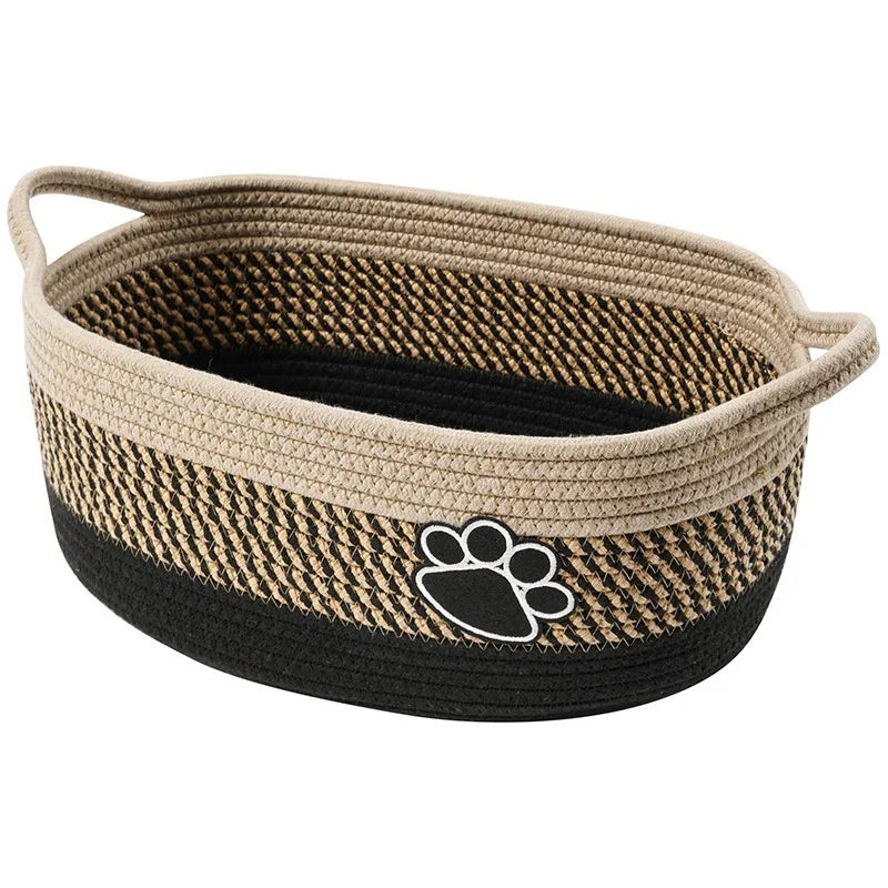 Woven Baskets for Organizing Rope Storage Basket with Handle Cute Cotton Basket for Gift Dog Toy Storage Bins for Toy Organizer