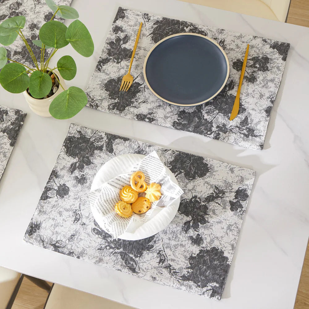 Nordic Jacquard Decoration Placemats Double-Sided Printed Floral Pattern Cutlery Mats Home Decor Dining Table Coffee Table Mats