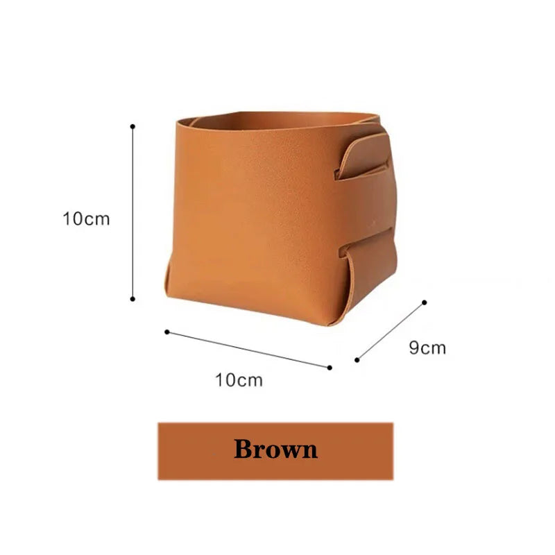 Storage Box Creative PU Leather Desktop Decorate Jewelry Keys Display Tray Makeup Organizer Container Books Plants Holder Nordic