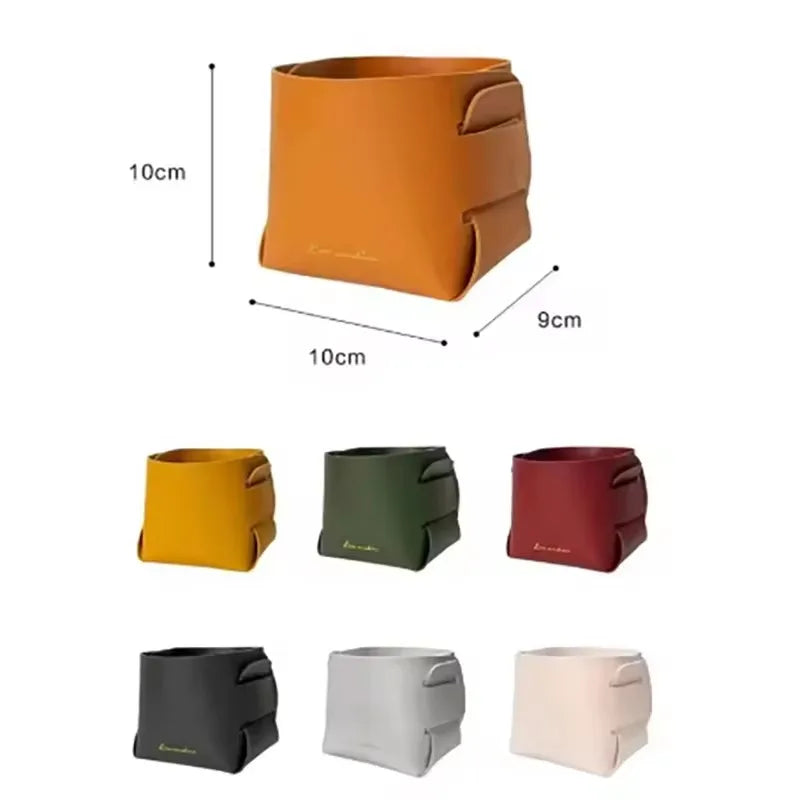 Storage Box Creative PU Leather Desktop Decorate Jewelry Keys Display Tray Makeup Organizer Container Books Plants Holder Nordic