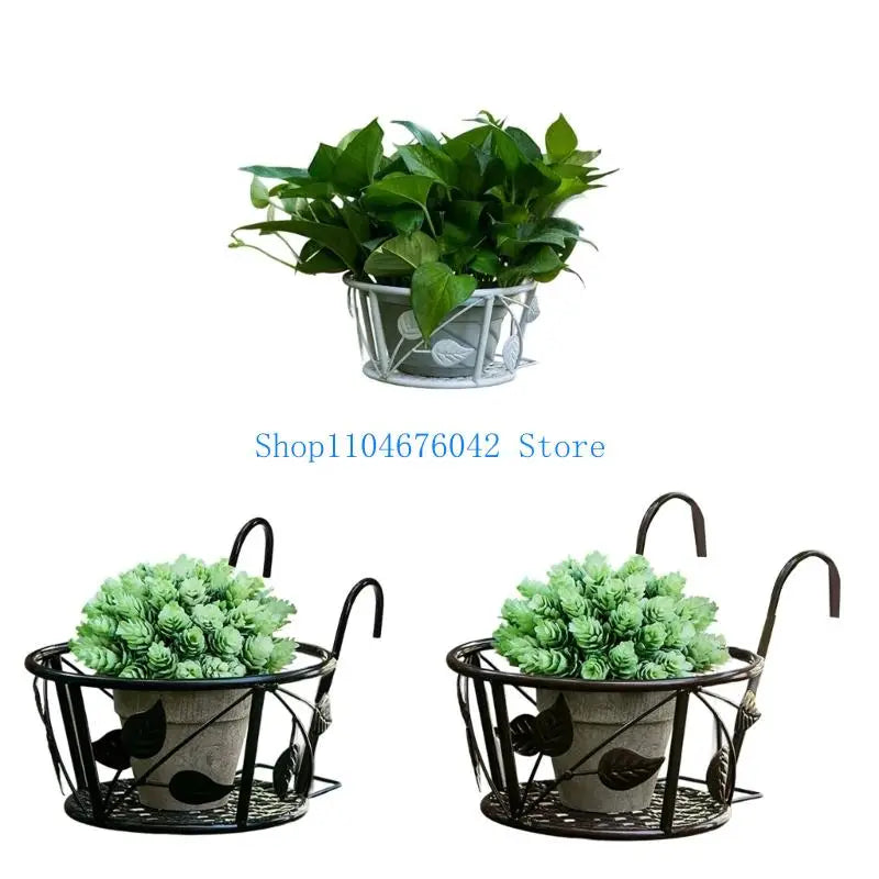 Modern Iron Hanging Planter Rack For Balcony Indoor Outdoor Gardening Storage