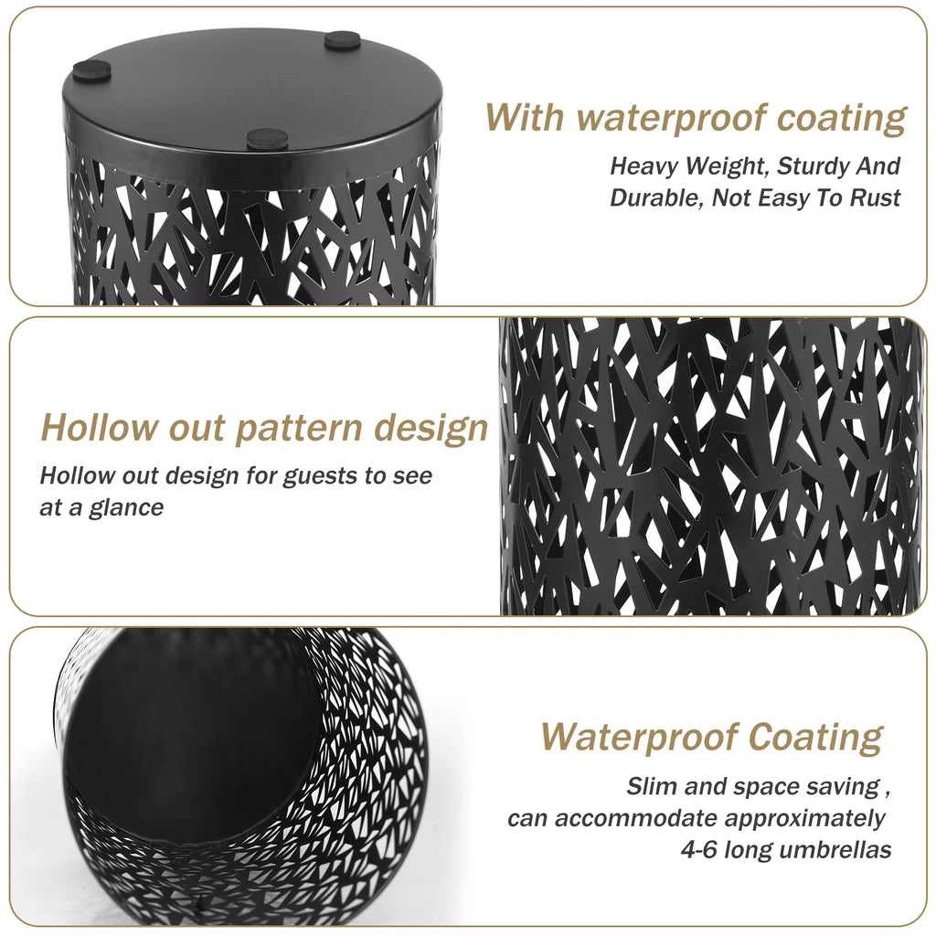 Umbrella Holder Metal Hollow Out Stand Storage Bucket Freestanding Round  Bin Waterproof Walking Sticks Rack