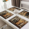 4pcs, Cats Printed Placemats, Set of 4 Table Mats, Washable Placemats for Kitchen Dining Table Decoration