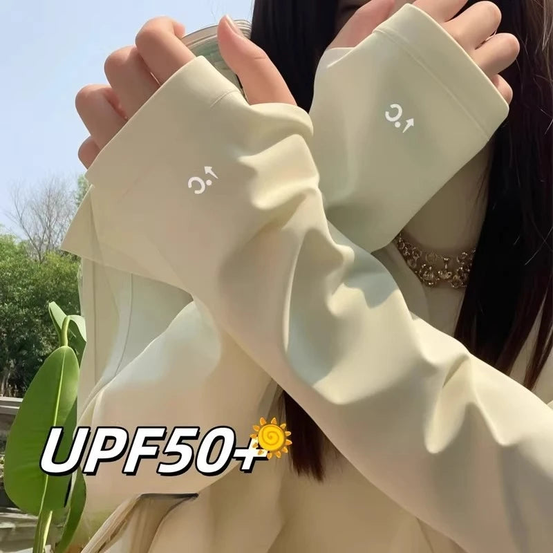 Sunscreen Ice Sleeves Women's Summer UV Protection Ice Silk Loose Enlarged Thin High-value Hand Sleeves Men