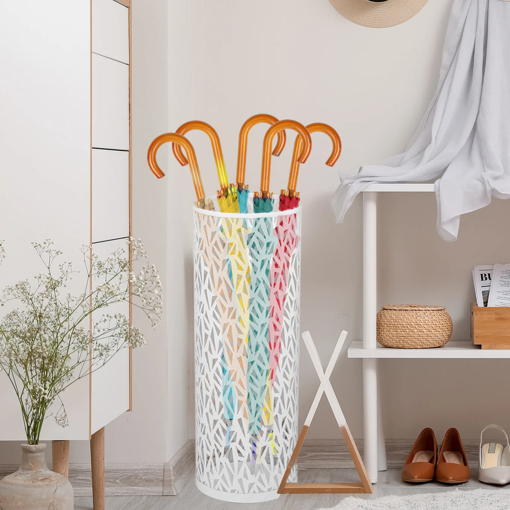 Umbrella Holder Metal Hollow Out Stand Storage Bucket Freestanding Round  Bin Waterproof Walking Sticks Rack