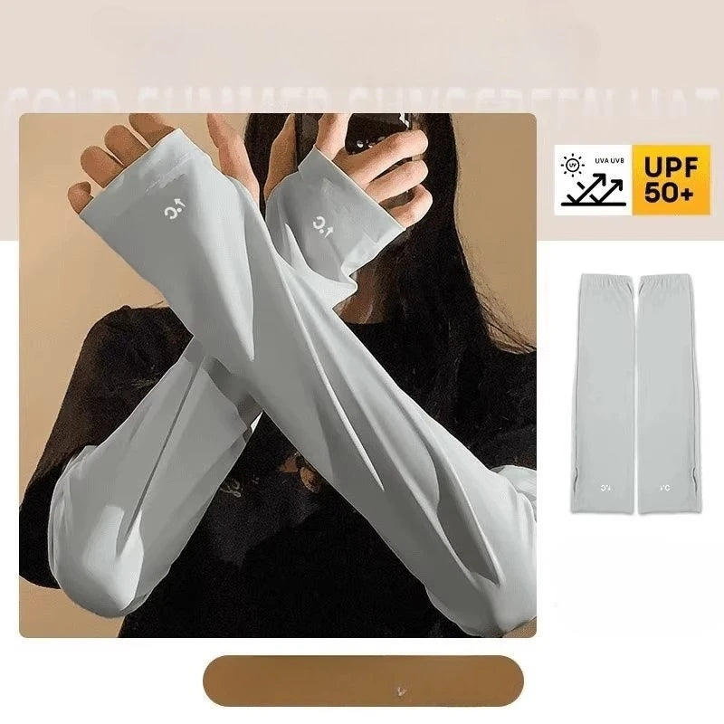 Sunscreen Ice Sleeves Women's Summer UV Protection Ice Silk Loose Enlarged Thin High-value Hand Sleeves Men