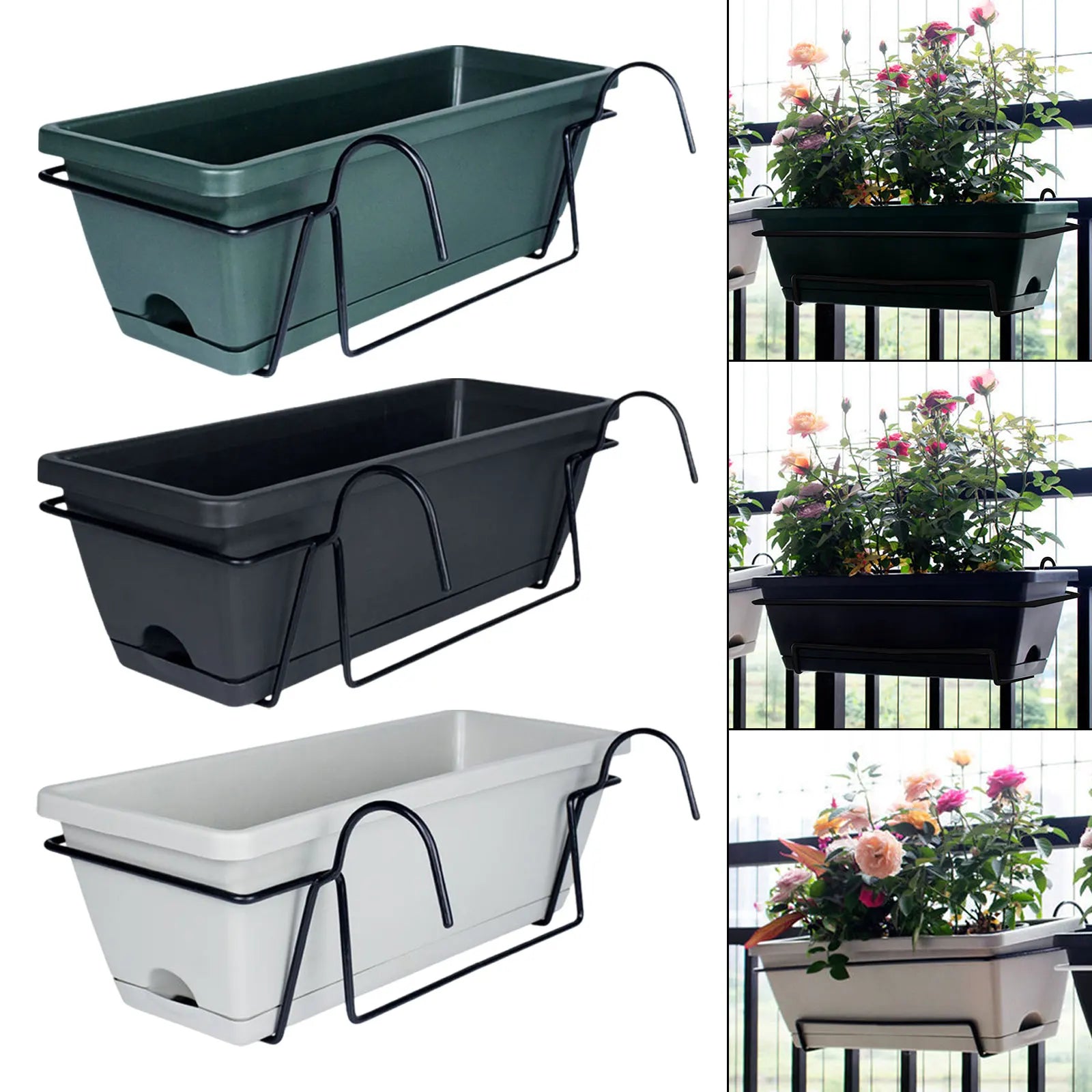 Hanging Planter for Balcony Railing Plant Basket Fence Planter Home Decor Window Box Planter Flower Pot for Garden Deck Yard