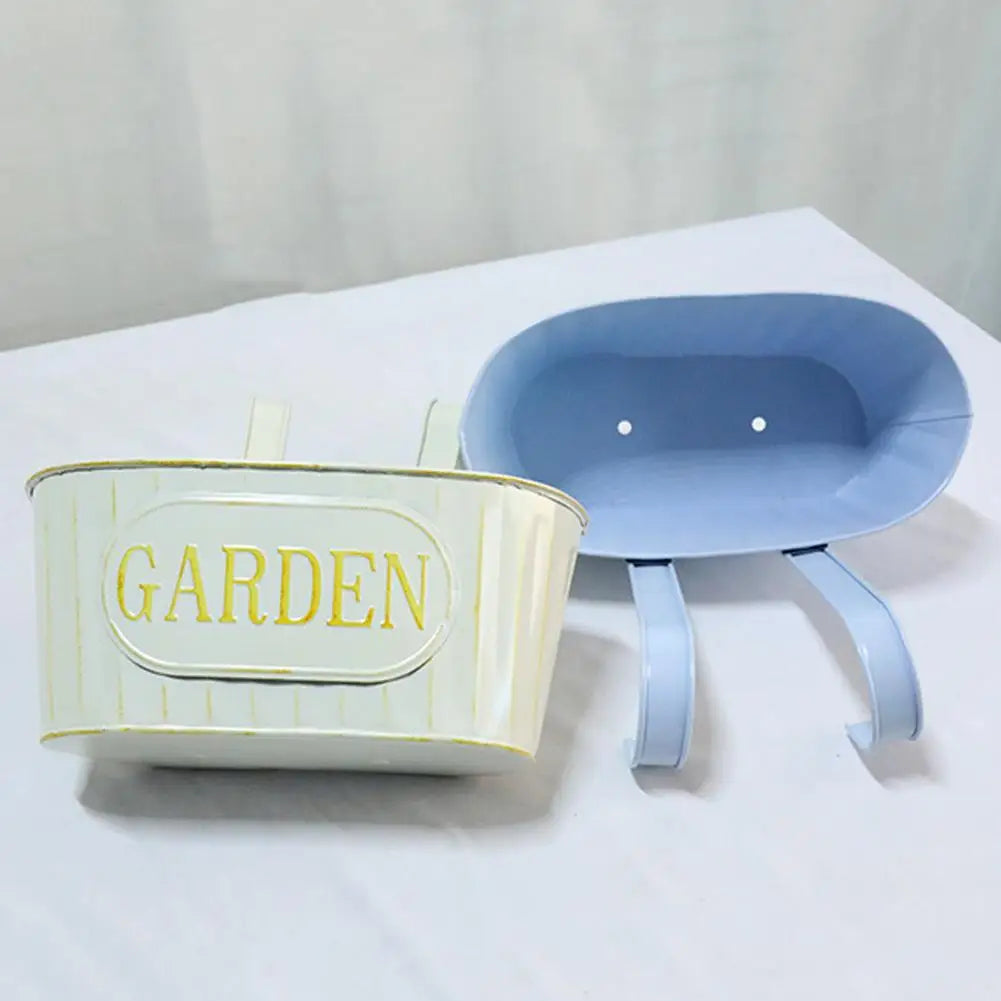 Over Fence Planters Metal Hanging Flower Pots Railing Fence Planters with Detachable Hooks for Garden Fence Home Balcony Terrace