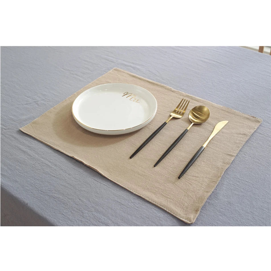 4PCS Solid Color Cotton Napkins,Non-Slip Heat Insulation Placemat,Coffee Tea Dinner Table Mat,Handmade Coaster,Washable Doily