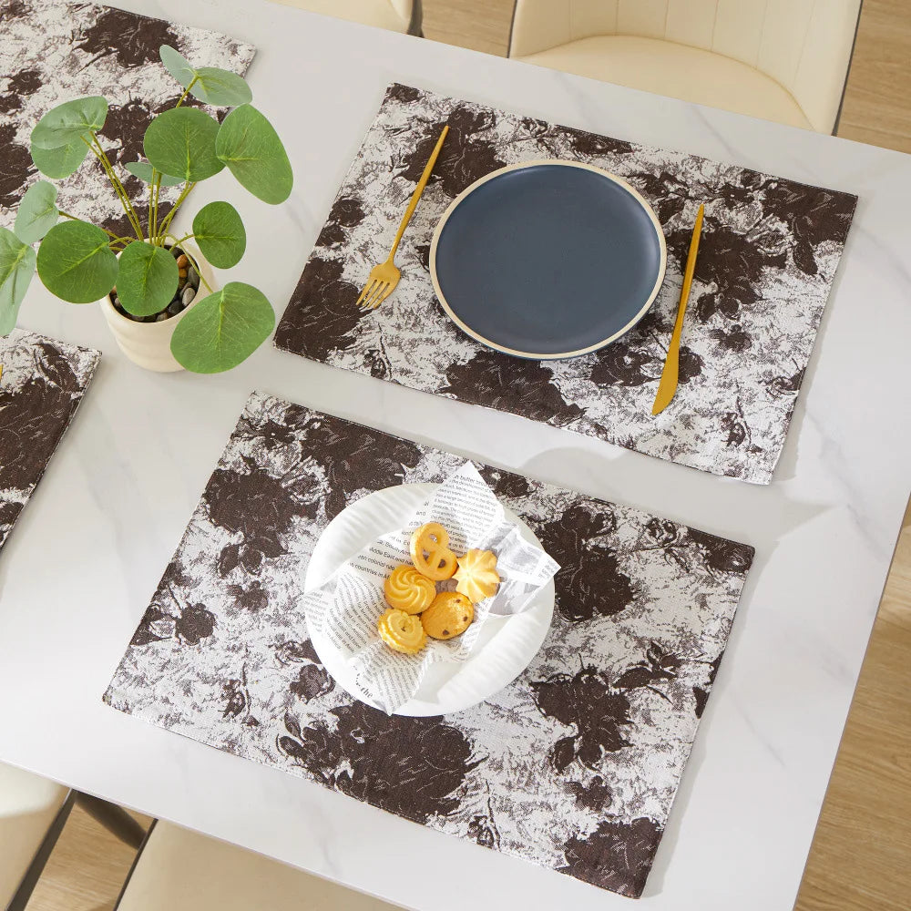 Nordic Jacquard Decoration Placemats Double-Sided Printed Floral Pattern Cutlery Mats Home Decor Dining Table Coffee Table Mats