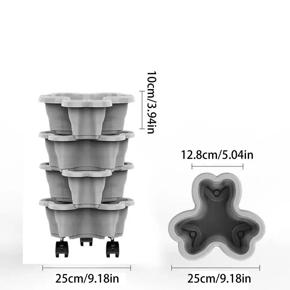Stackable Strawberry Planter 4/5 Tier Vertical Garden Tower Vegetable Flower Pot with Drainage Holes for Garden Balcony Patio