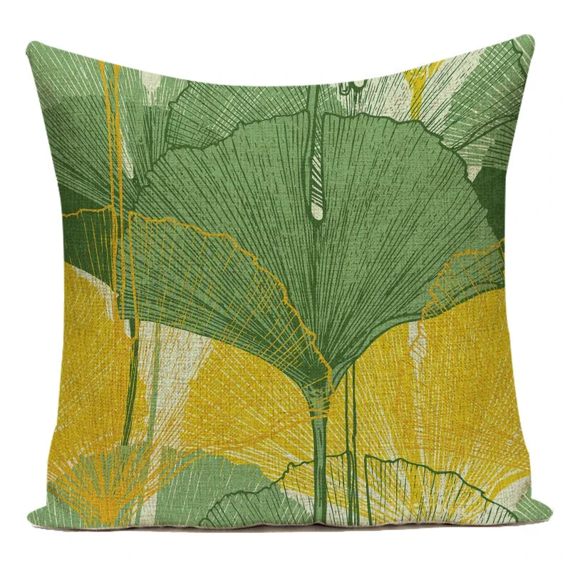 Decorative Throw Pillows Farmhouse Home Decor Tropical Green Plant Leaf Pillow Cover Cushion Cover for Living Room Almofadas