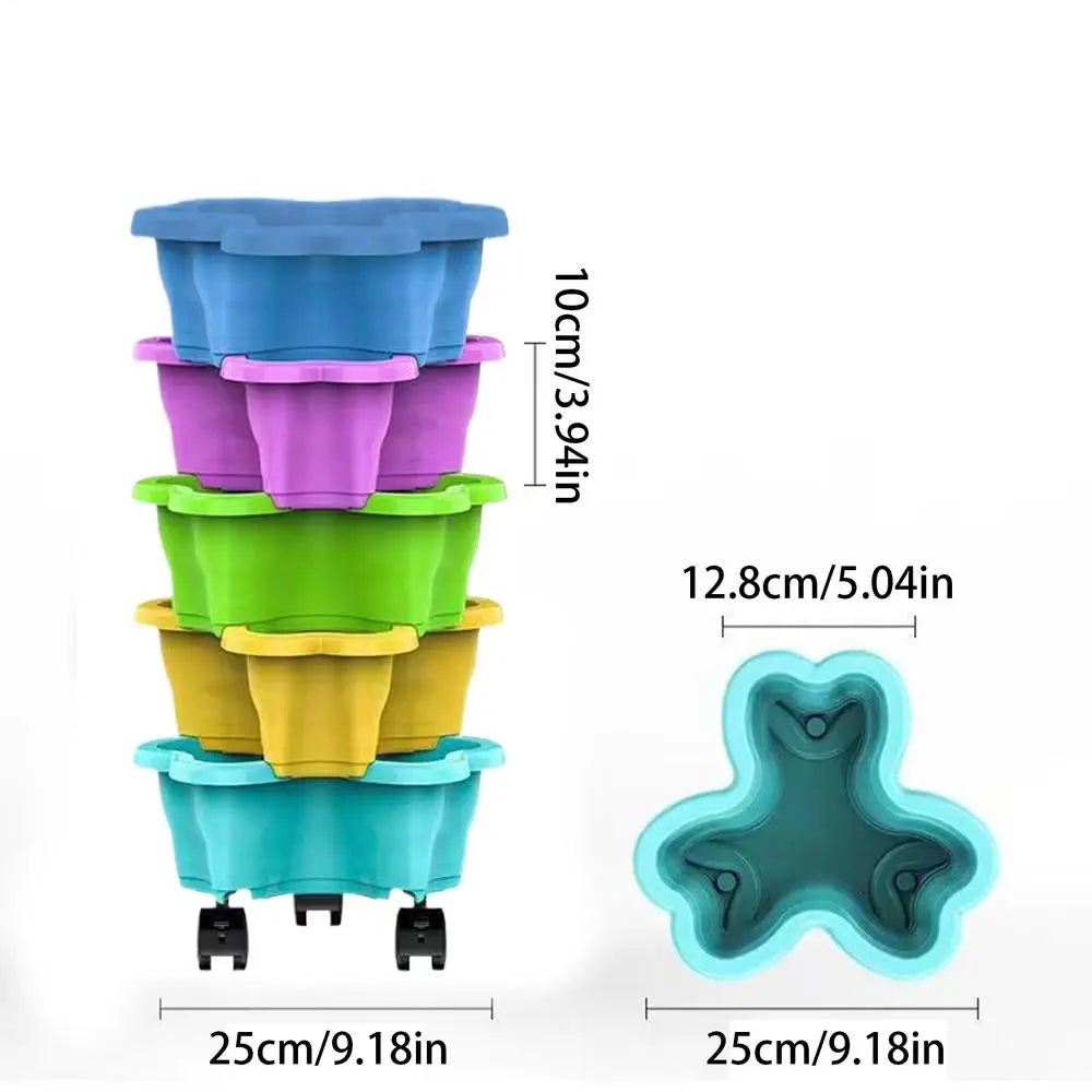 Stackable Strawberry Planter 4/5 Tier Vertical Garden Tower Vegetable Flower Pot with Drainage Holes for Garden Balcony Patio