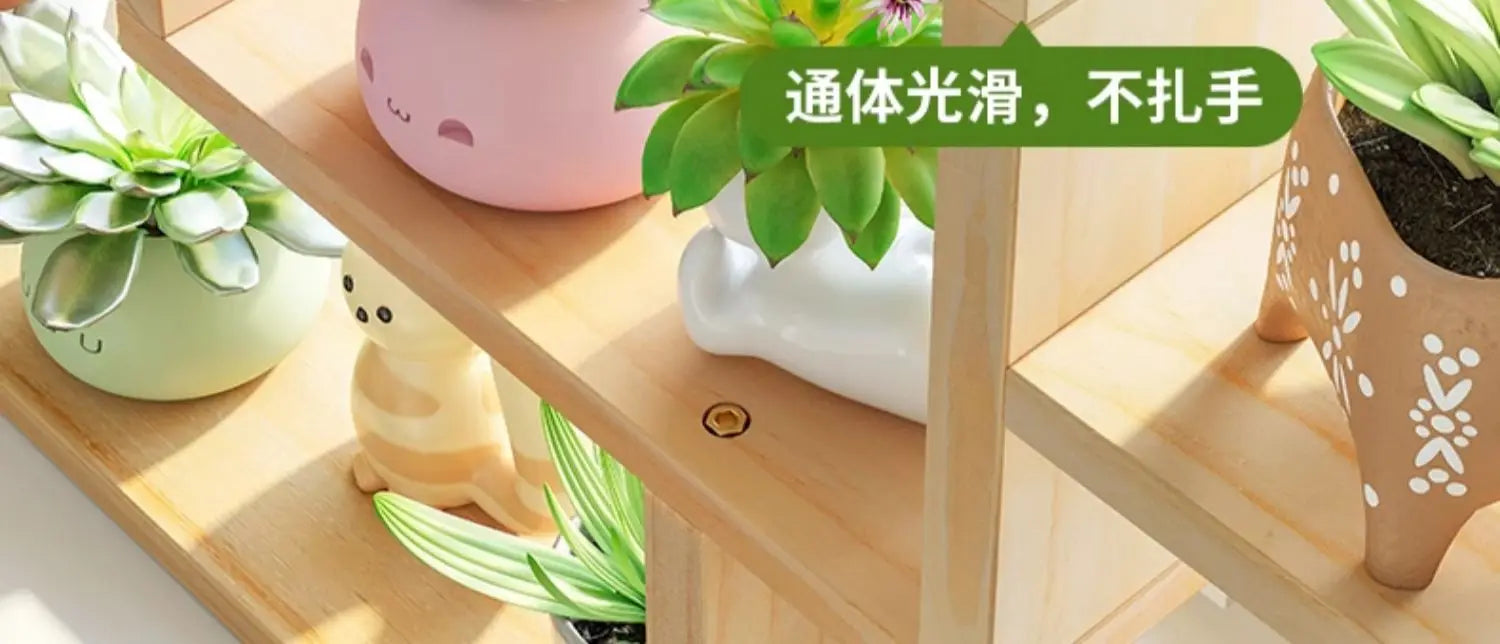 Multi-Layer Wooden Plant Stand Flower Window Sill Rack for Living Room Balcony Office Home Garden Display Storage Organizer