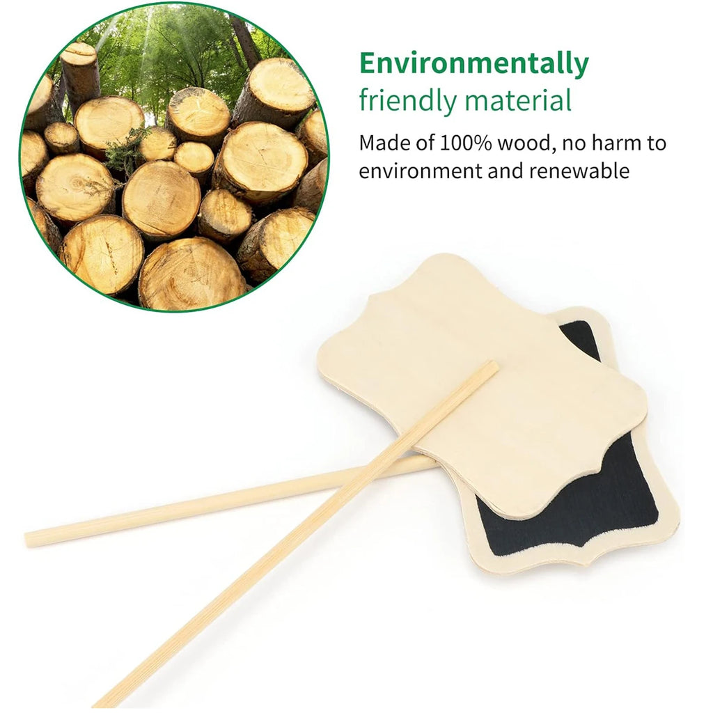 10Pcs Wood Chalkboard Plant Tag, Wooden Stakes Plant Labels Blackboard Garden Tags
