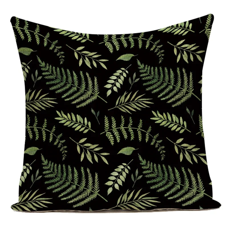 Decorative Throw Pillows Farmhouse Home Decor Tropical Green Plant Leaf Pillow Cover Cushion Cover for Living Room Almofadas