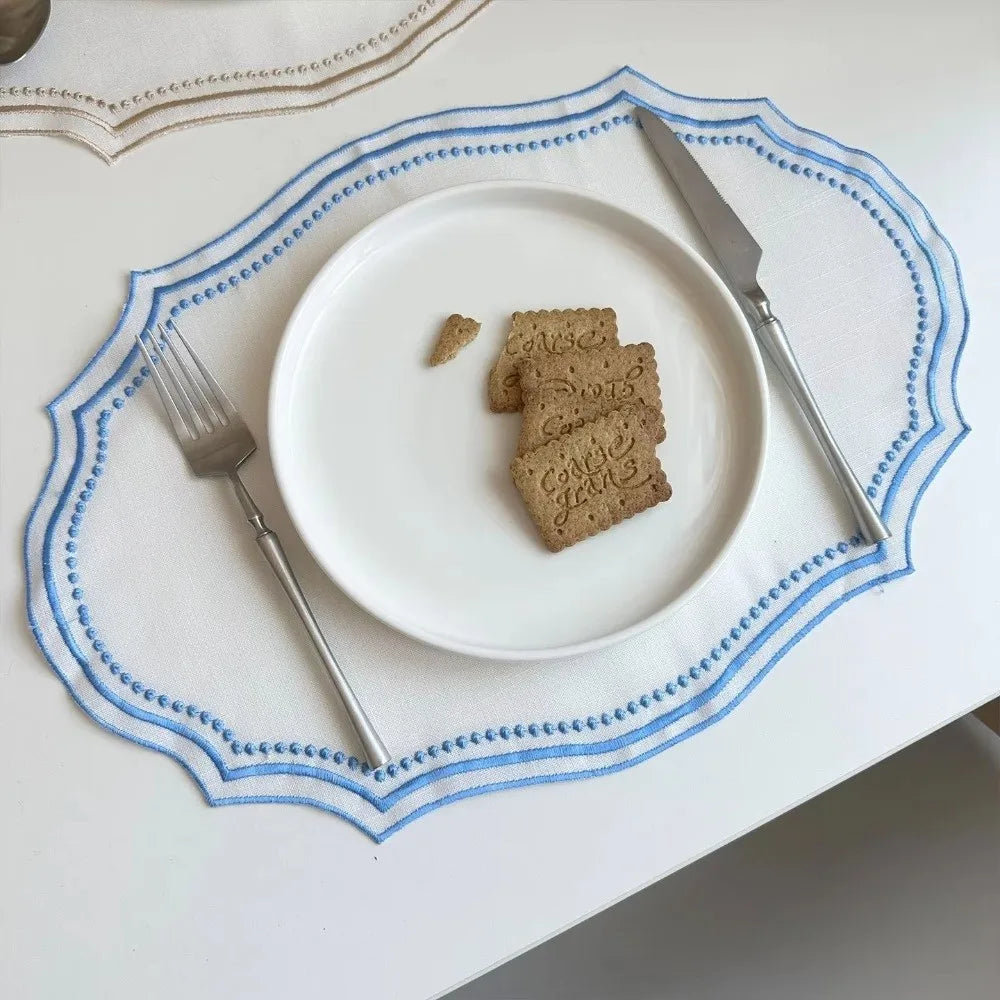 New Vintage Placemat Napkins Imitation Cotton Linen Washable Decorative Table Mat Embroidered Fabric French Lace Table Place Mat