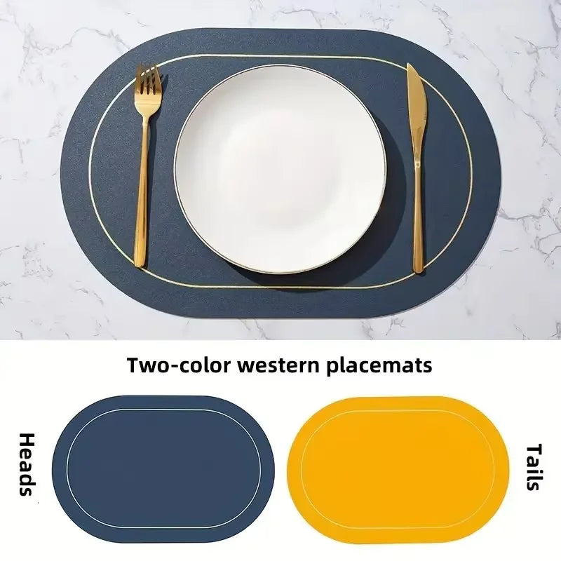 Table Leather Placemats Heat Resistant Placemats Washable Table Mats Wipeable Place Mats for Dining Table Coffee Shop Decoration