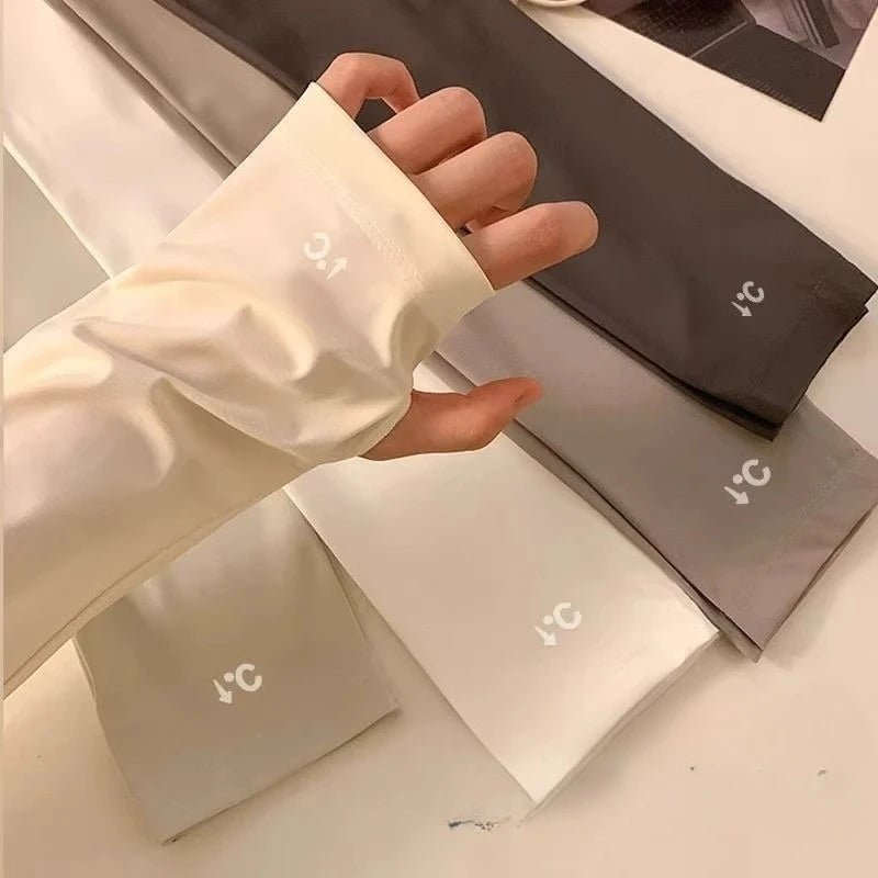 Sunscreen Ice Sleeves Women's Summer UV Protection Ice Silk Loose Enlarged Thin High-value Hand Sleeves Men