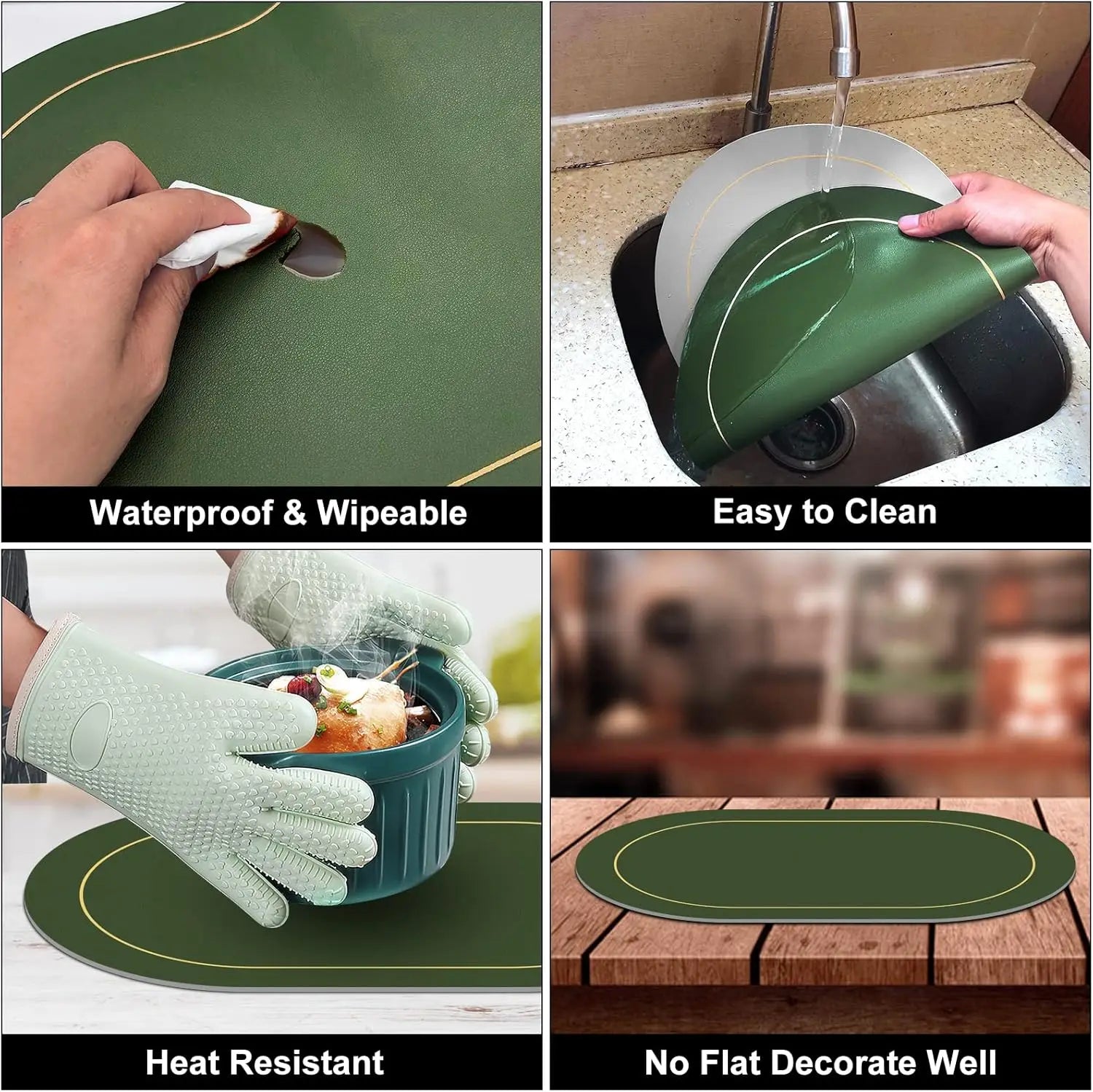 Table Leather Placemats Heat Resistant Placemats Washable Table Mats Wipeable Place Mats for Dining Table Coffee Shop Decoration