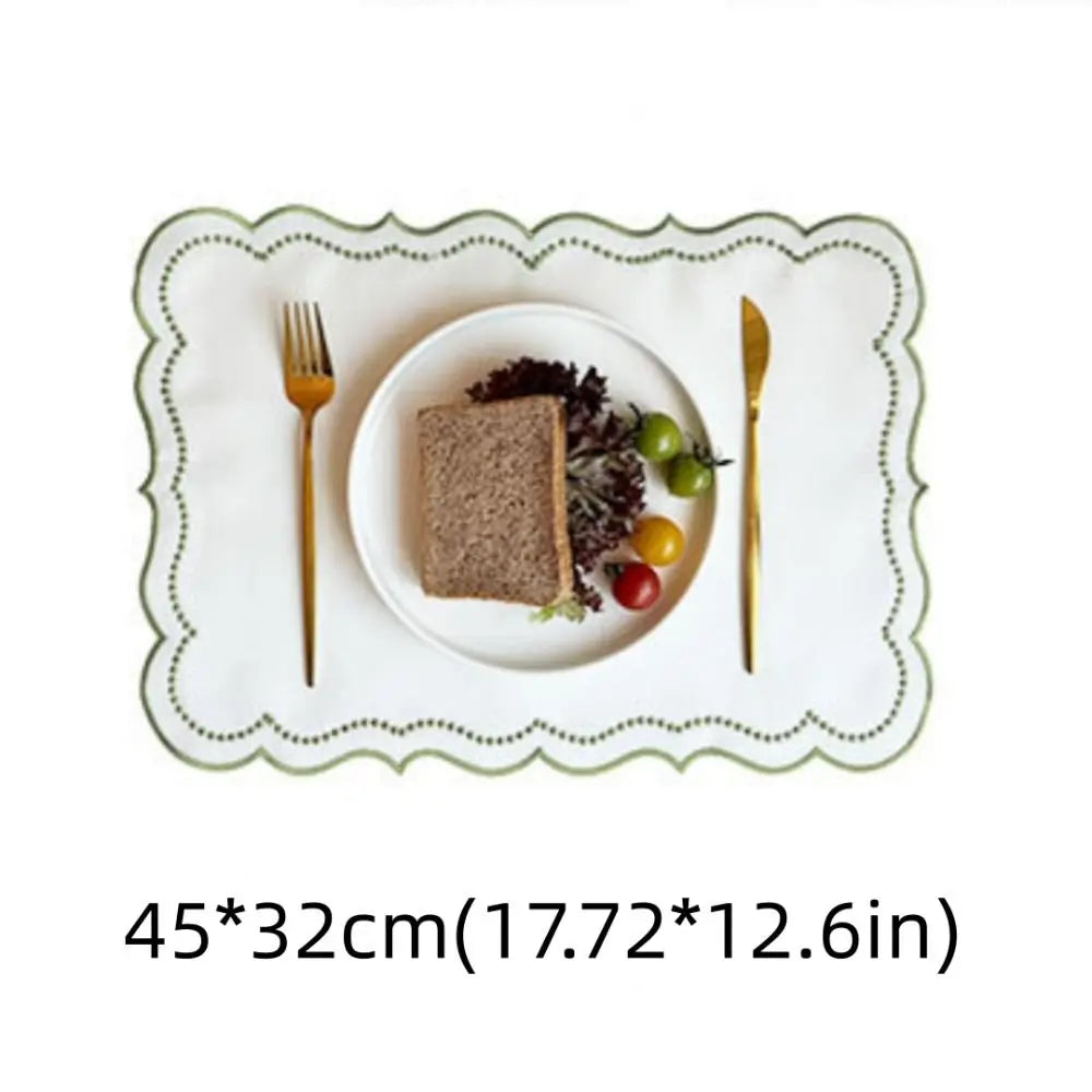 New Vintage Placemat Napkins Embroidered Fabric Imitation Cotton Linen Decorative Table Mat Washable French Lace Table Place Mat