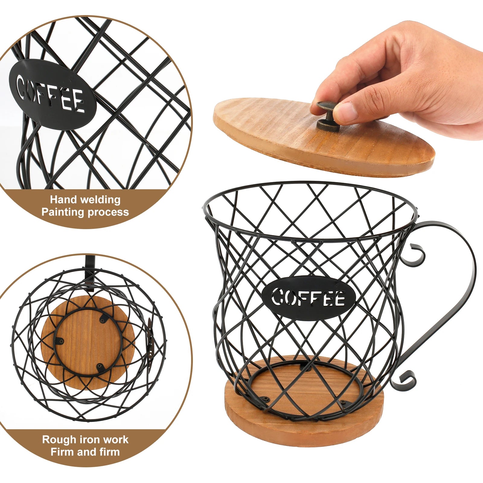 Coffee Pod Holder Iron Coffee Capsule Holder Hollow Coffee Pod Storage Kitchen Countertop Organizer Waterproof Base Baskets