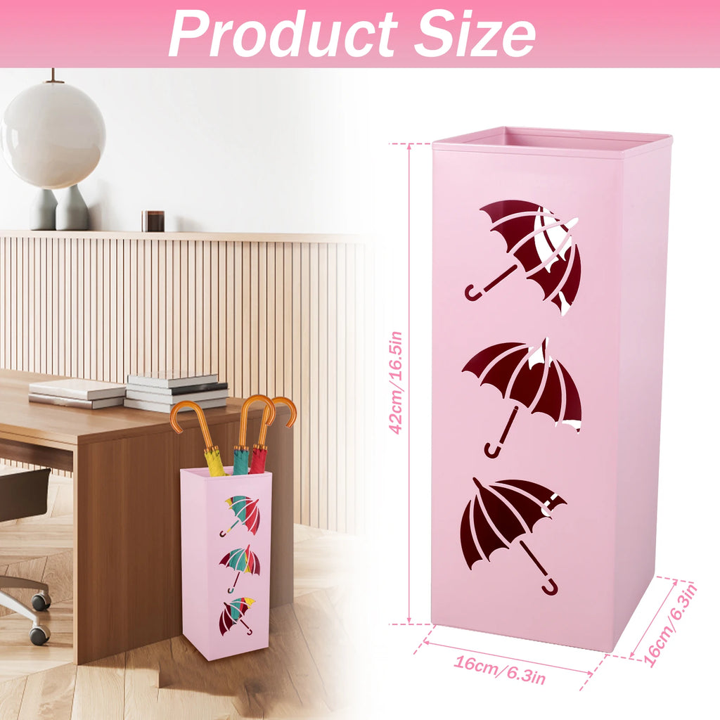 New Umbrella Holder Metal Hollow Out Stand Storage Bucket Freestanding Round Bin Waterproof Walking Sticks Rack