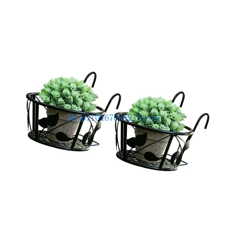 Modern Iron Hanging Planter Rack For Balcony Indoor Outdoor Gardening Storage