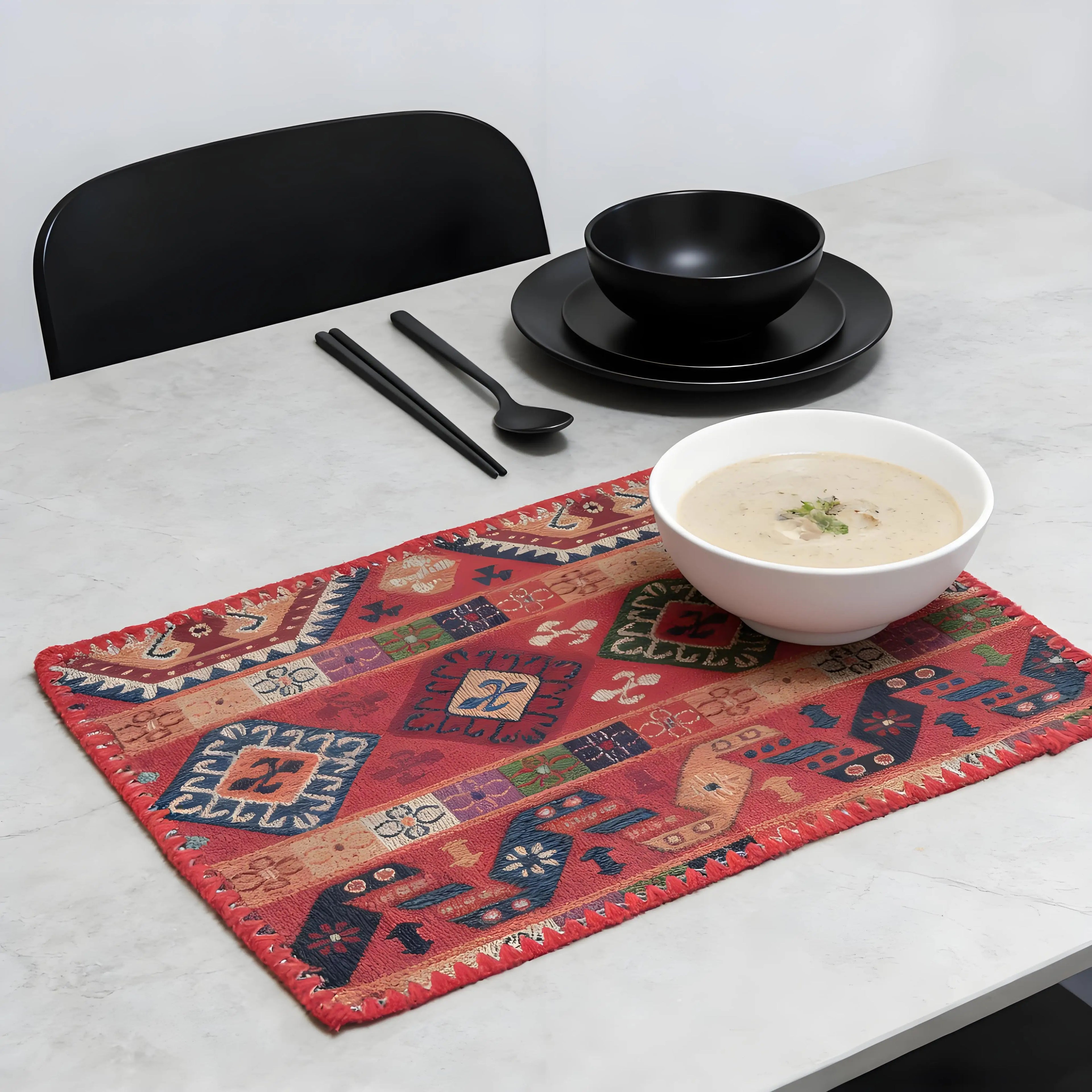 Cotton Linen Placemats Woven Cloth 30x45cm for Dining Table Kitchen Tabletop Place Mats