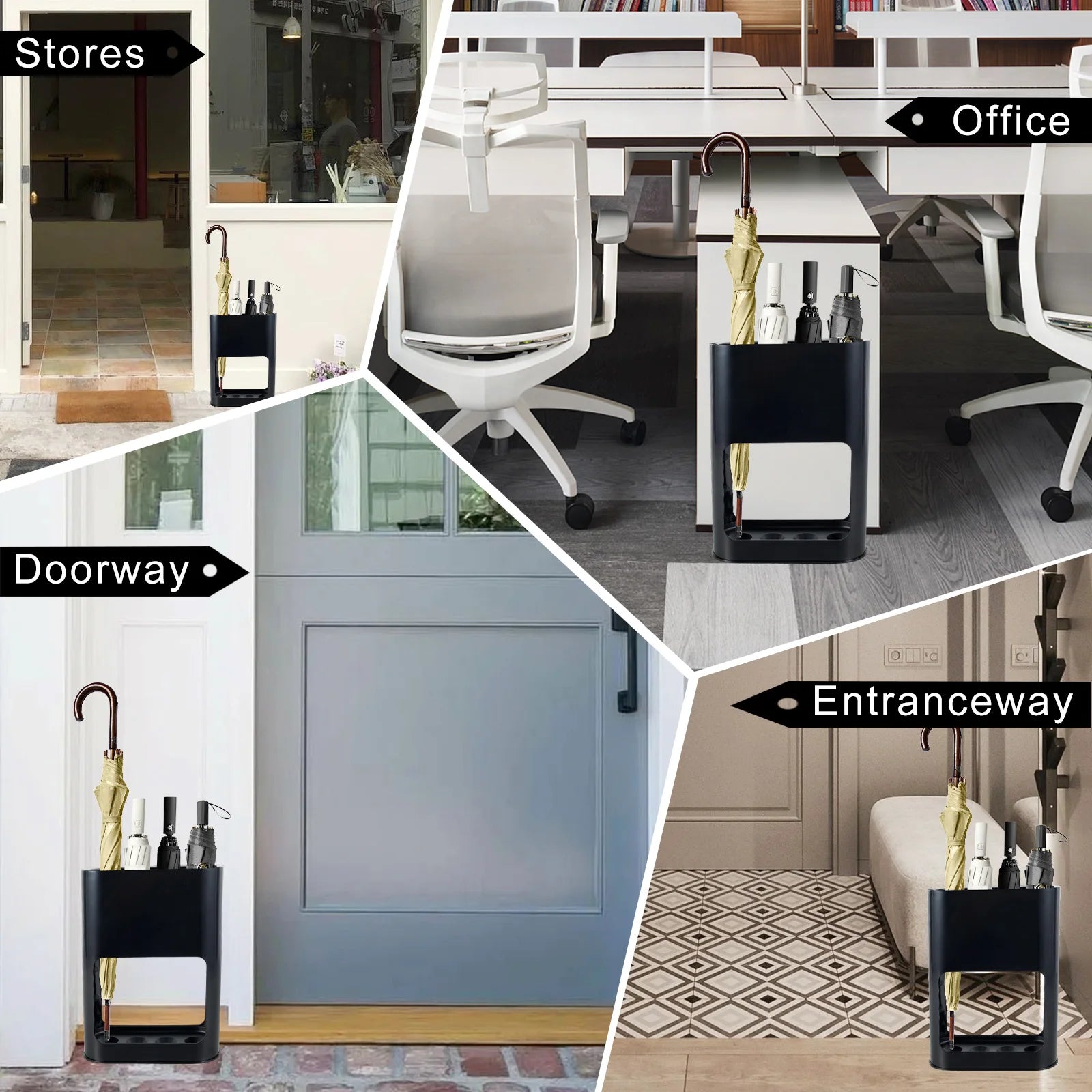 Umbrella Stand Rack Fits 4 Umbrellas Holder with Heavy Duty Metal Iron Panel Umbrella Stands with Non-Slip Soft Cushion