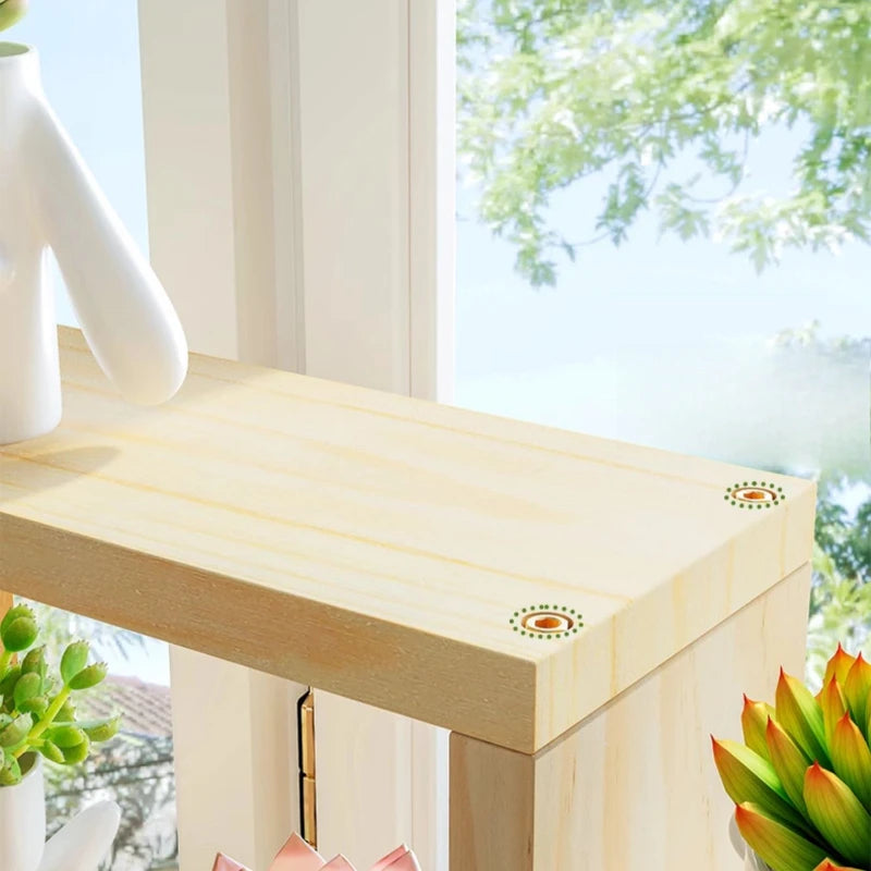 Multi-Layer Wooden Plant Stand Flower Window Sill Rack for Living Room Balcony Office Home Garden Display Storage Organizer