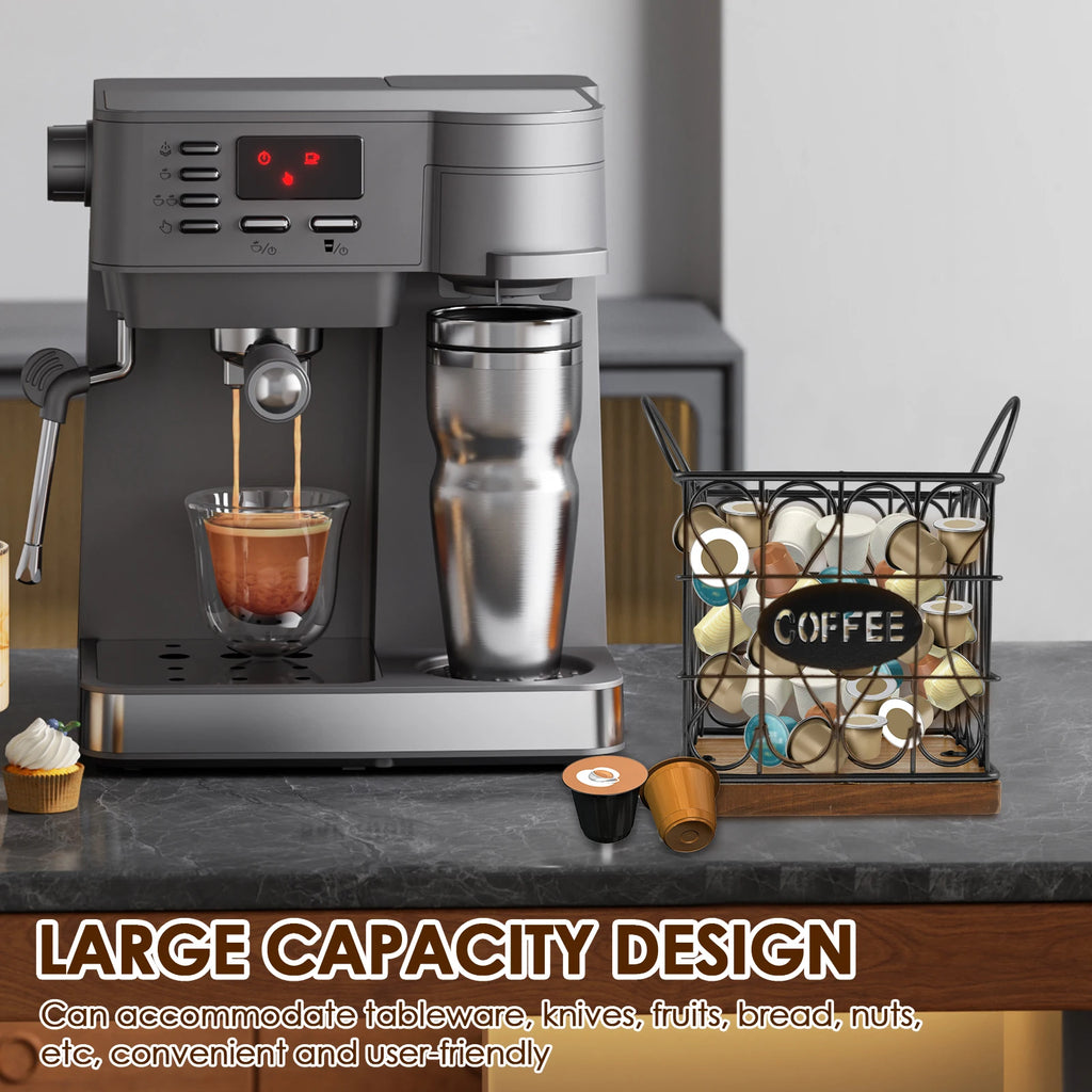 Coffee Pod Holder Iron Coffee Capsule Holder Hollow Coffee Pod Storage Kitchen Countertop Organizer Waterproof Base Baskets