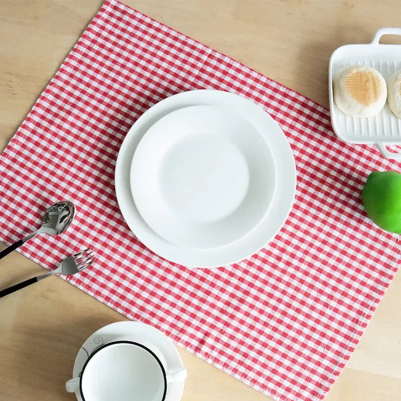 1Pc 30x40cm Classical Plaid Cotton Dinner Table Cloth Napkins Kitchen Placemat Home Party Decoration