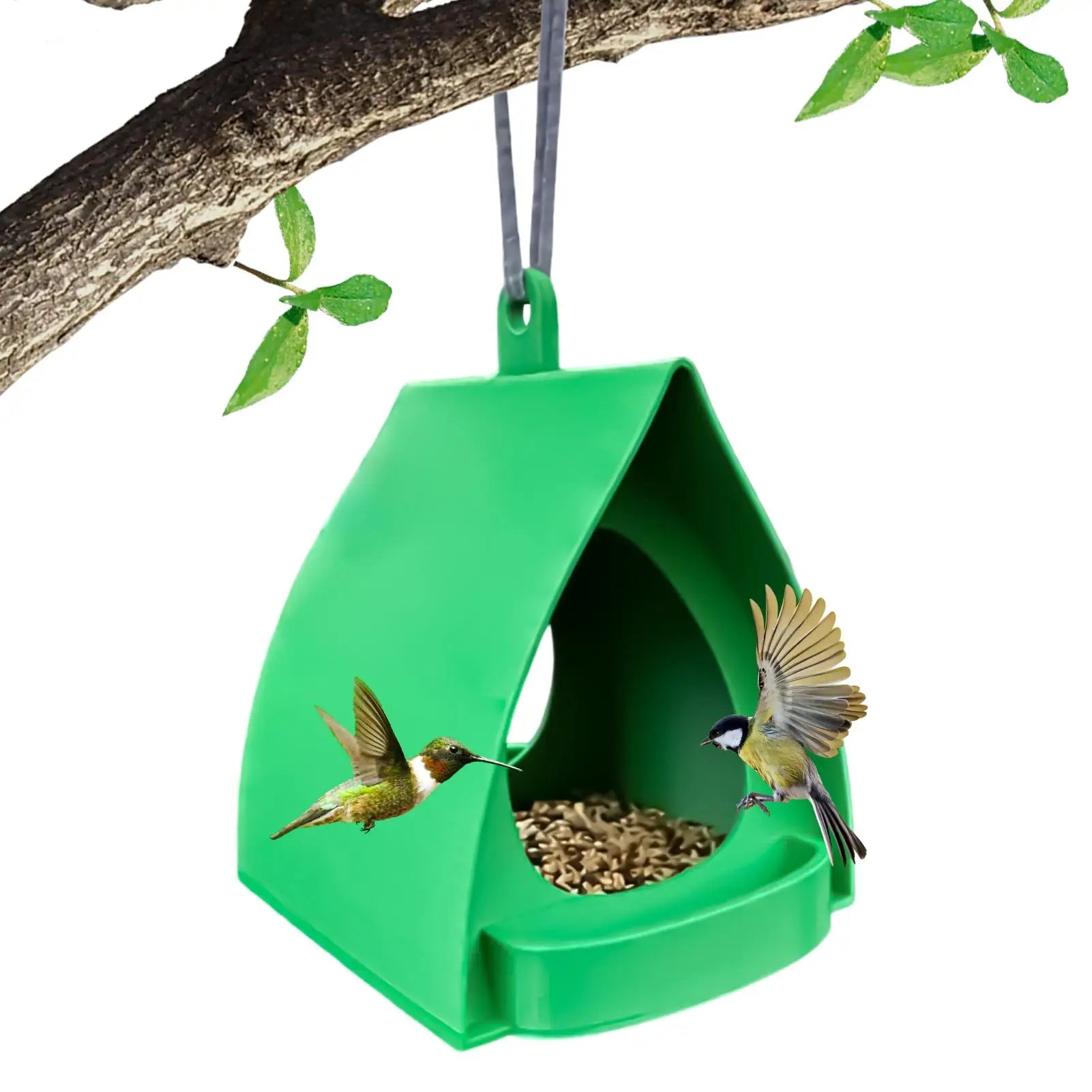 Bird Feeders for Outdoors Open Design Hanger with Top Hook Hut Shape Hangable Mounted Small Hummingbird Feeder for Outside