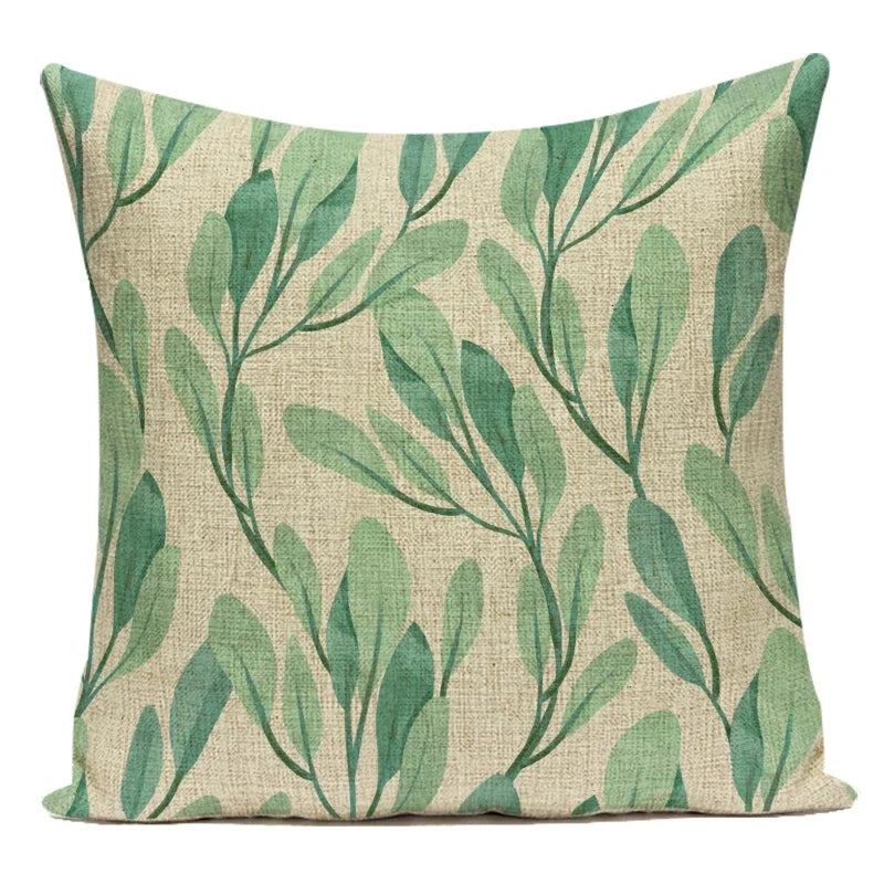 Decorative Throw Pillows Farmhouse Home Decor Tropical Green Plant Leaf Pillow Cover Cushion Cover for Living Room Almofadas