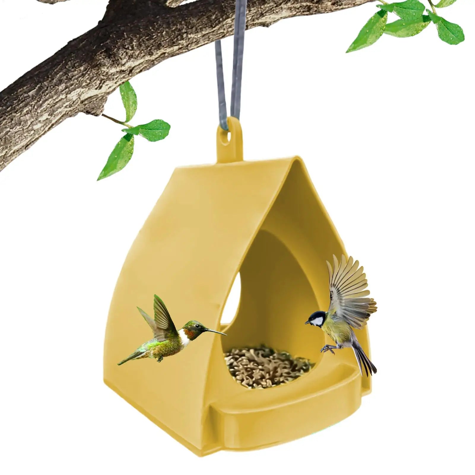 Bird Feeders for Outdoors Open Design Hanger with Top Hook Hut Shape Hangable Mounted Small Hummingbird Feeder for Outside